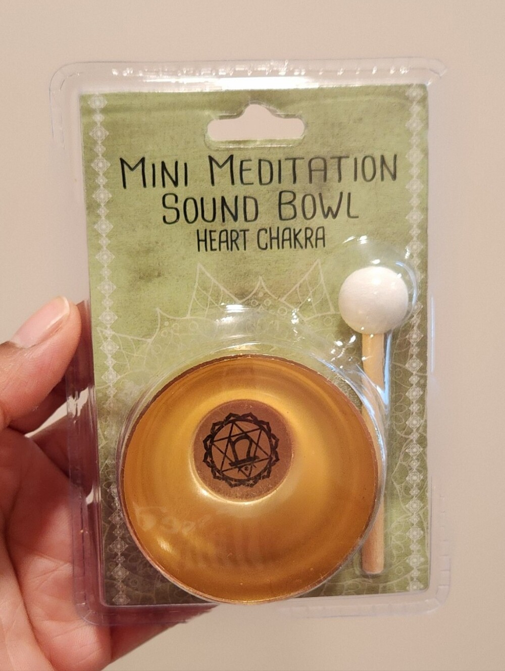 Mini Meditation Sound Bowl Heart Chakra w/ Malet NWT